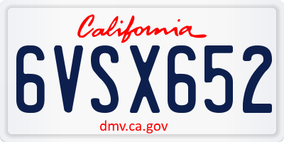CA license plate 6VSX652