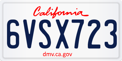 CA license plate 6VSX723