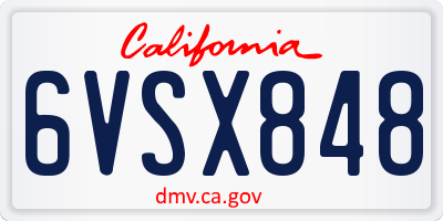 CA license plate 6VSX848