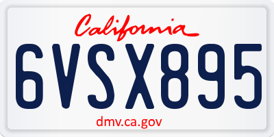 CA license plate 6VSX895