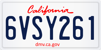 CA license plate 6VSY261