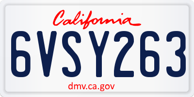 CA license plate 6VSY263