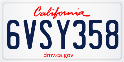 CA license plate 6VSY358