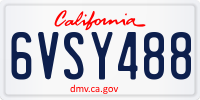 CA license plate 6VSY488
