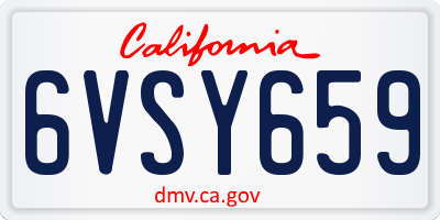CA license plate 6VSY659
