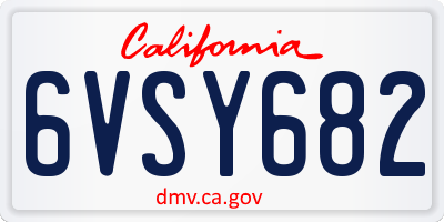 CA license plate 6VSY682