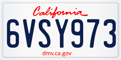 CA license plate 6VSY973