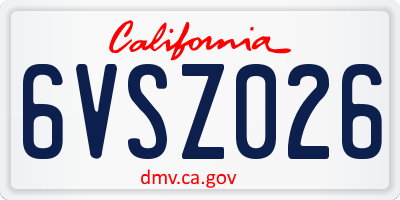 CA license plate 6VSZ026