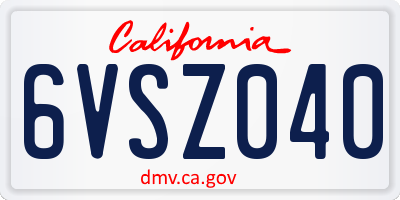 CA license plate 6VSZ040