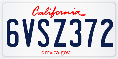 CA license plate 6VSZ372