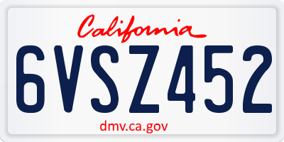 CA license plate 6VSZ452