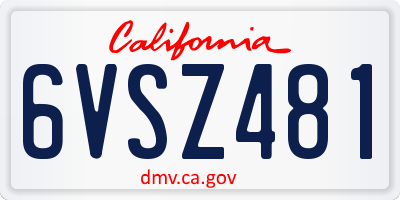 CA license plate 6VSZ481