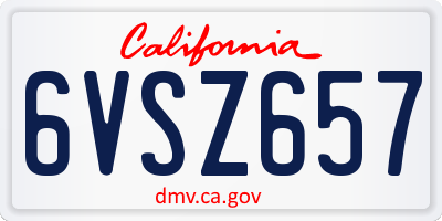 CA license plate 6VSZ657