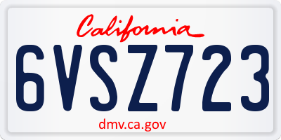 CA license plate 6VSZ723
