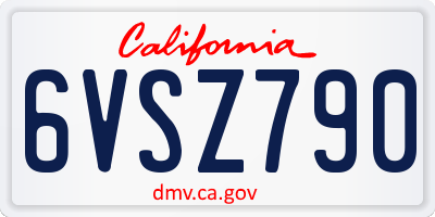 CA license plate 6VSZ790