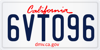 CA license plate 6VT096