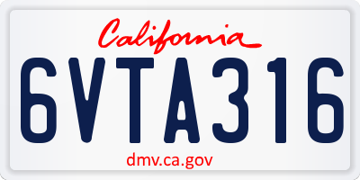 CA license plate 6VTA316