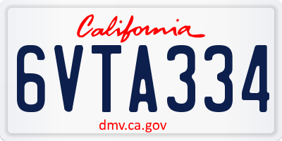 CA license plate 6VTA334