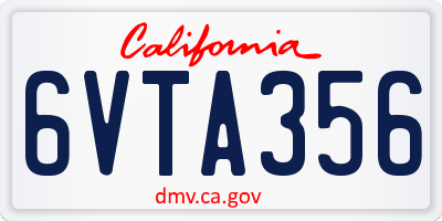 CA license plate 6VTA356