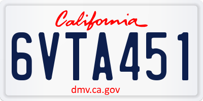 CA license plate 6VTA451