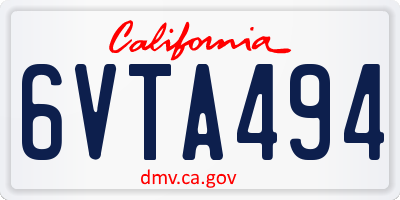 CA license plate 6VTA494