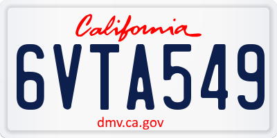 CA license plate 6VTA549