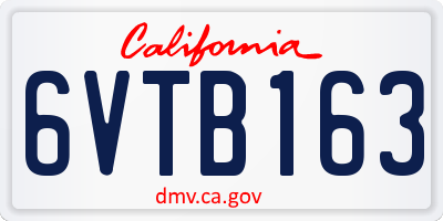 CA license plate 6VTB163