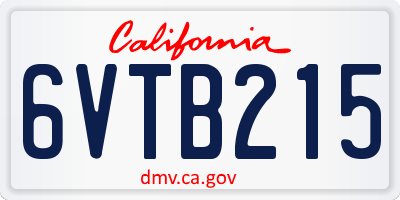 CA license plate 6VTB215