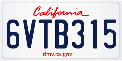CA license plate 6VTB315