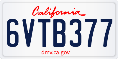 CA license plate 6VTB377
