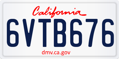 CA license plate 6VTB676