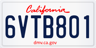 CA license plate 6VTB801