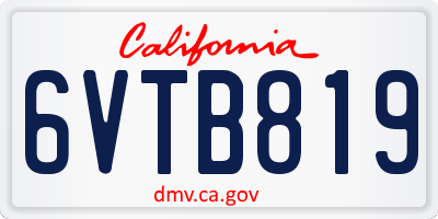 CA license plate 6VTB819
