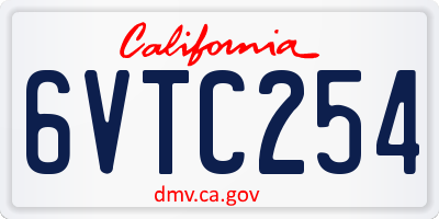 CA license plate 6VTC254