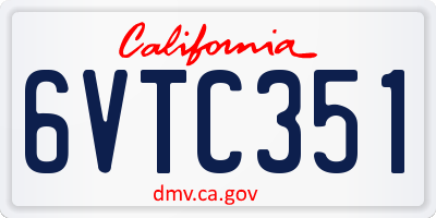 CA license plate 6VTC351