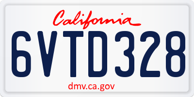 CA license plate 6VTD328