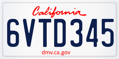 CA license plate 6VTD345
