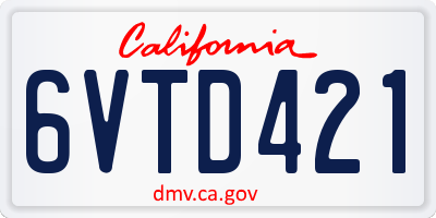 CA license plate 6VTD421
