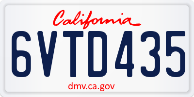CA license plate 6VTD435