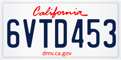 CA license plate 6VTD453