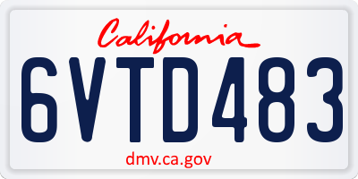 CA license plate 6VTD483