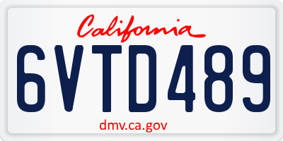 CA license plate 6VTD489