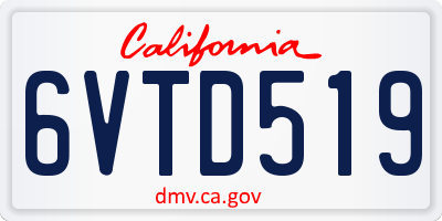 CA license plate 6VTD519