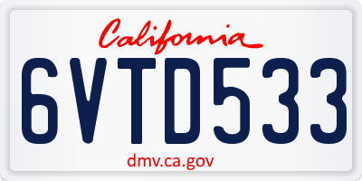 CA license plate 6VTD533