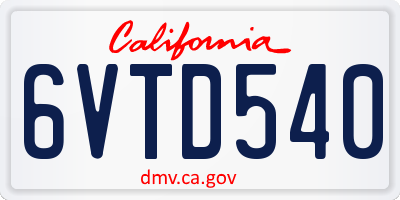 CA license plate 6VTD540