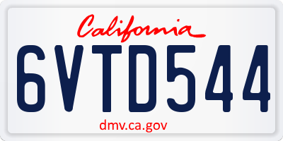 CA license plate 6VTD544