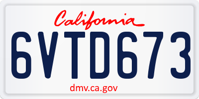 CA license plate 6VTD673