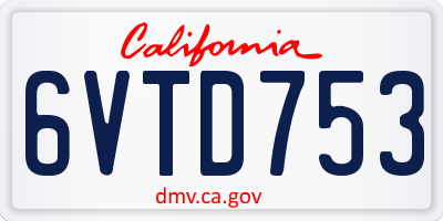 CA license plate 6VTD753