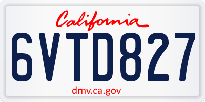CA license plate 6VTD827