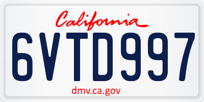CA license plate 6VTD997
